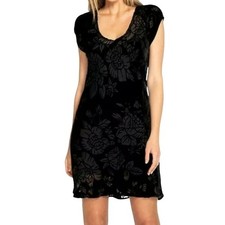 Johnny Was Morgan Mini Dress M Black Floral Burnout Velvet Silk Lined