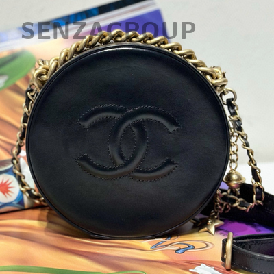 Chanel Black Gold Quilted Chain Shoulder Crossbody Bag Women Classic
