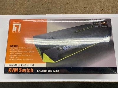 LevelOne KVM-0422   4-Port USB VGA KVM Switch - 2048 x 1536 - Black Edition -Neu