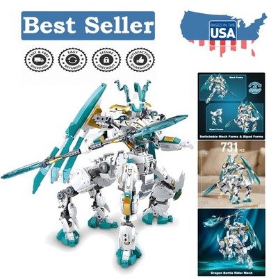 Creative Robot Building Set - 731 Pieces of Dragon Transforming Mech for Adults
