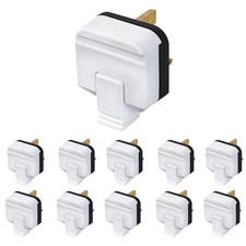 Permaplug Heavy-Duty 13 Amp UK 3-Pin Mains Plug ( White) Pack of 10