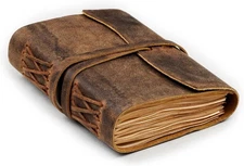 LEATHER VILLAGE Leather Bound Journal - 7 inches X 5 inches, Cappuccino Brown 