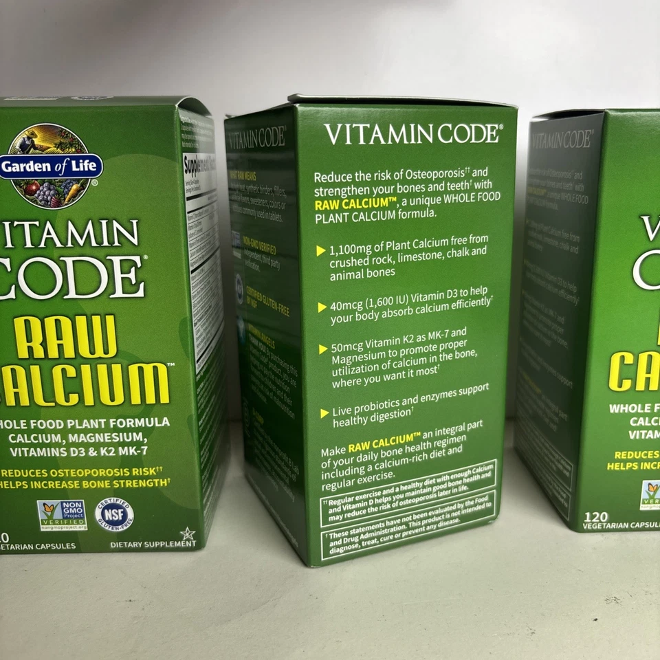 3:Garden of Life Vitamin Code Calcio Crudo 120 Cápsulas Vegetarianas UltraZorbe Foto 4 de 4