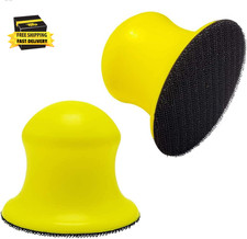 2 Pack 3 Round Hand Sanding Blocks For 3 Inch Hook And Loop Discs Ideal For Woo
