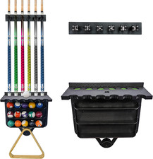 Pool Stick Holder Wall Mount | 6 Cue Rack with Ball Holder & Cue Rest | Engineer