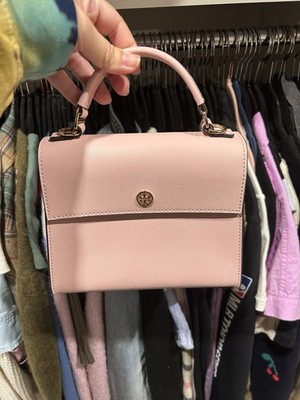 Tory Burch Pink Top Handle Bag Logo Gold Hardware Detachable Strap