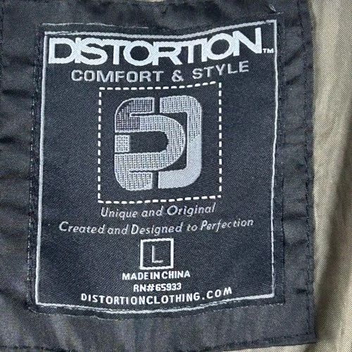 Distortion Mens Large Black Grey Hybrid Puffer Jacket Vest Knit Sleeves Flag L image 4