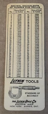Vintage LUKIN TOOLS RULE CO Trade Card Decimal of Drill Size Inch Letter