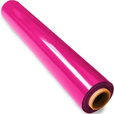 200 Ft Pink Cellophane Wrap Roll (16 in X 200 Ft) - Transparent Colored Wrap for