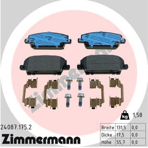 Zimmermann BremsbeläGe Bremsbelegsatz Vorne FüR Honda Civic Viii Hatchback-image