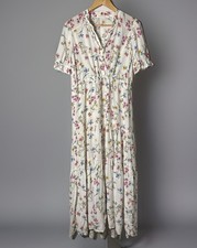 Christy Dawn The Elle Midi Floral Short-Sleeve Dress in Alabaster Garden Silk S