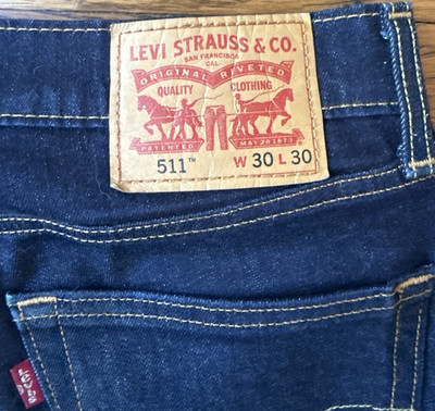 Levi's 511 Slim Fit Dark Wash Blue Denim Jeans Cotton 5-Pocket Mid Rise