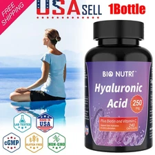 Hyaluronic Acid 250mg | 240 Capsules &Biotin Vitamin C Skin Hydration Eye Health