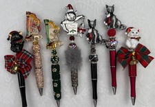 Holiday beaded pens. Bling Cats Purr...fect Stocking stuffer Basket filler.