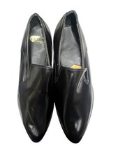 NOS Vtg 60s 8 Mens Calumet Shoes Pointed Toe Blk Leather Cuban Heel Rockabilly