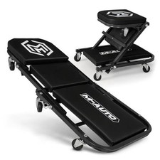 Foldable Z Creeper 2-in-1 Rolling Folding Car Creeper Seat 36" Black