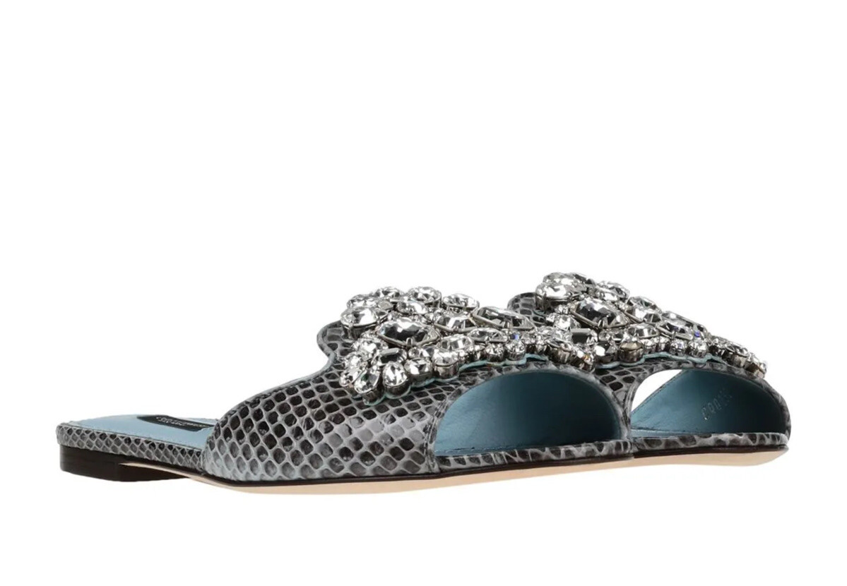 美の主張【Dolce & Gabbana】刺繍入りスライド DOLCE & GABBANA Snakeskin Slide sandals EUR 37. 5