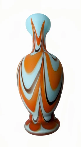 Vintage MCM Carlo Moretti Blue Orange RARE Satin Glass Murano Vase 12" modern