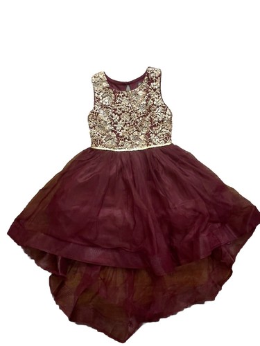 Pink & Violet Girls Dress Burgundy/Gold Size 8 Holiday Christmas WOT - 第 1/3 張圖片