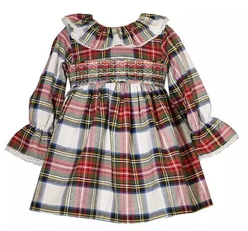 NWT Bonnie Jean Toddler Girls Long Sleeve Plaid Smocked Dress 2T - Picture 1 of 5