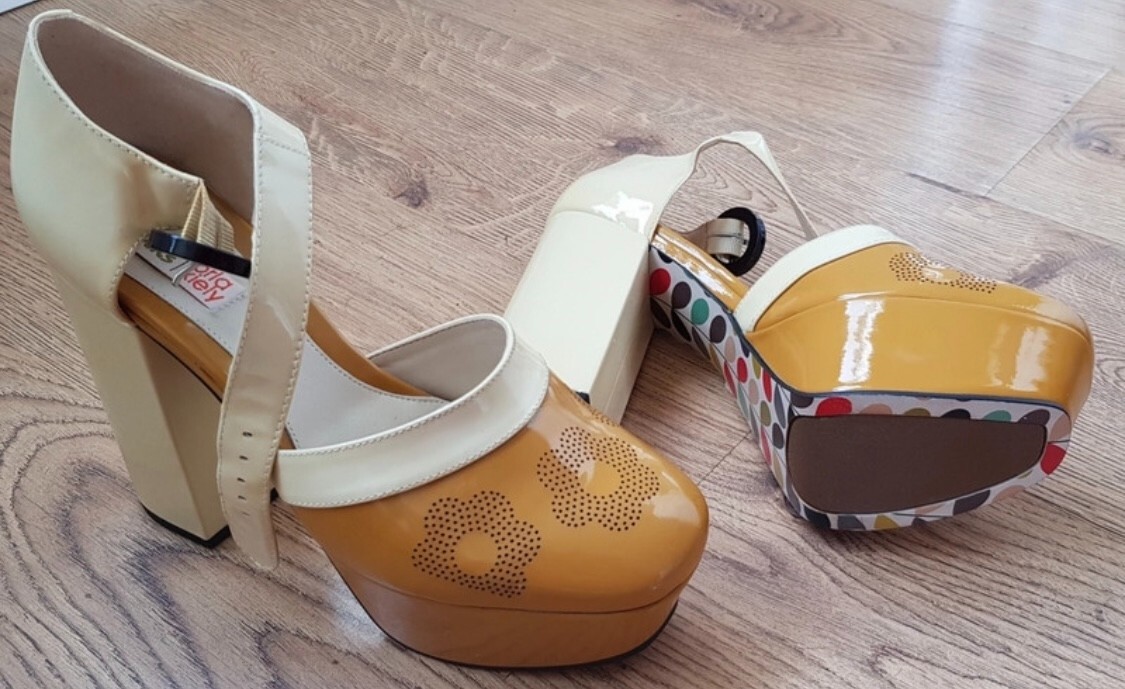 Orla Kiely Clarks Shoes, Yellow Platforms, 70s Shoes, Retro, Vintage