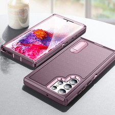 For Samsung Galaxy S24 S23 Heavy Duty Stand Shockproof Case Screen Protector