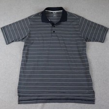 Adidas Golf Polo Shirt Mens Medium Climalite Performance Striped Short Sleeve
