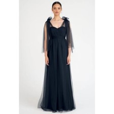 Jenny Yoo Annabelle Convertible Tulle Column Dress Navy Size 4