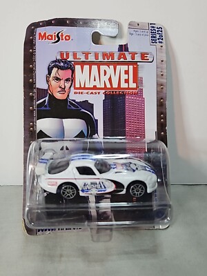 Maisto Ultimate Marvel The Punisher Dodge Viper GTS #9642-1 NRFP 2002 White 1:64