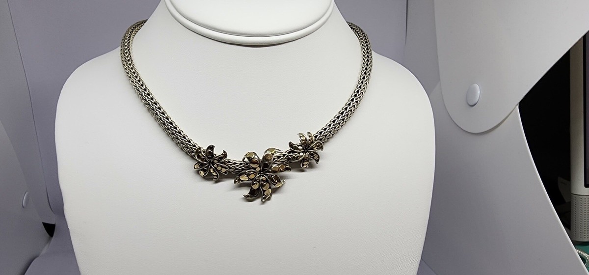 John Hardy Ayu 18k Gold Sterling Silver Dot Jasmine Flower