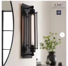LNC Modern Industrial Black Linear Wall Sconce