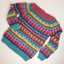 Sweater Bee by Banff Ltd Hand Made In Korea Fuzzy Colorful Soft Sweater Vintage 