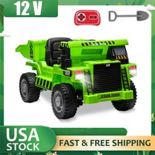 12V Kids Ride On Dump Truck RC Construction Tractor Vehicles w/ Electric Bucket