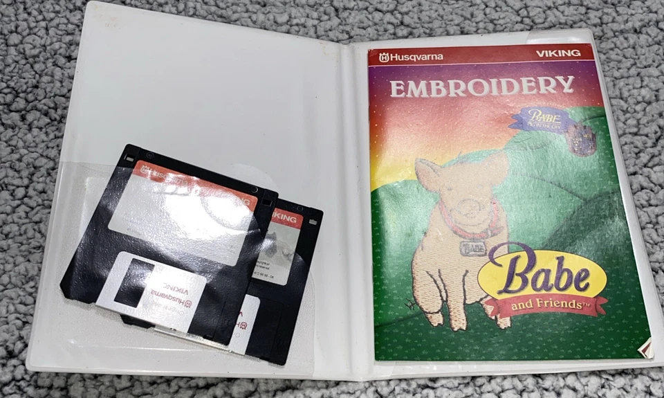 RARE Husqvarna VIKING Designs BABE & FRIENDS BOOKLET & DISK for Designer I & PC  - Image 2 of 4