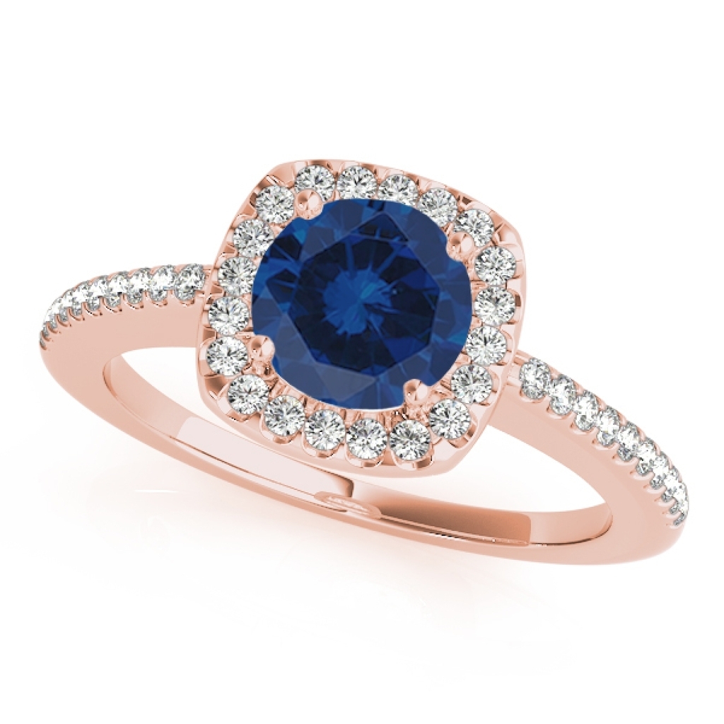 Ct Halo Sapphire And Diamond Engagement/Wedding Ring for Women in 14k  Gold