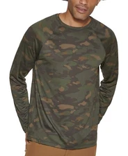 Bass Outdoor Men's Boundary Trek Base Layer Long Sleeve Tee Camo Olive