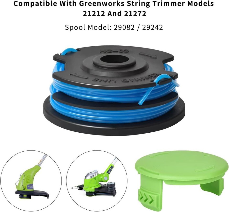 Ersatzspule Für Greenworks Rasentrimmer – 8,2 M, 0,2 Cm, Kompatibel Mit 21212 / 21272 (7er Pack)