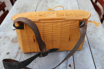 Ancien Panier De Pêche En Osier Bandoulière -usage ou Decoration Rétro
