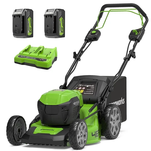 48V Akku Rasenmäher Selbstfahrend 46cm 2x24V Greenworks mit (2)x 4Ah Batterie