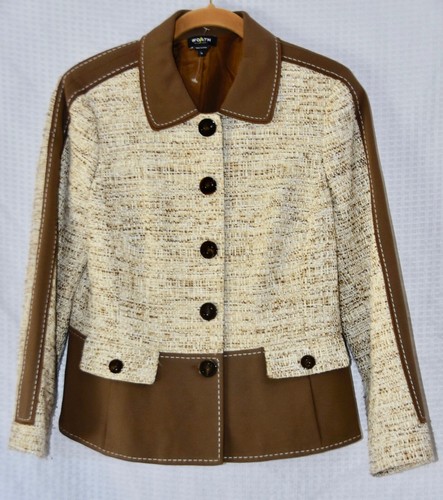 WORTH NEW YORK BROWN TAN TWEED & PONTE BLAZER SIZE