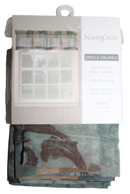 NorthCrest Home Eden Mineral Green/Earthy Colors Single Sheer Valance 56 x 14 in