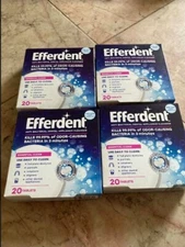 New 4 X  Efferdent Anti Bacterial Denture Cleaner Essential Clean 20 ct Tablets