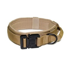 Tactical Dog Collar w/ Handle Heavy Duty Military Canine Training K9 NEW TAN