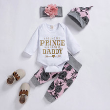 Newborn Baby Girls Floral Romper Tops Pants Trousers Outfits Clothes Summer Set