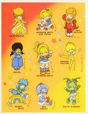 Vintage Hallmark Rainbow Brite characters stickers one sheet 1983 Exc Con