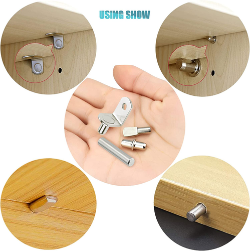 104Pcs Shelf Pins Kit,4 Styles Nickel Plated Shelf Support Pegs,Bookshelf Pegs f - Picture 3 of 7