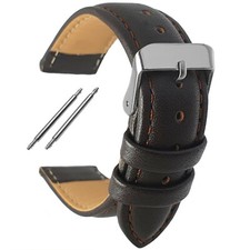Black Brown Tan Leather Watch Strap Padded 8mm-30mm Men's Womens