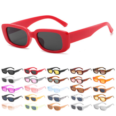 Rectangle Sunglasses Trendy Retro Sun Glasses 90’s Vintage Square Frame  Eyewear