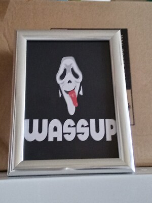 Gerahmtes Bild Kunstdruck Scream Ghost Face Horror Wohndeko Neve Campbell Cox