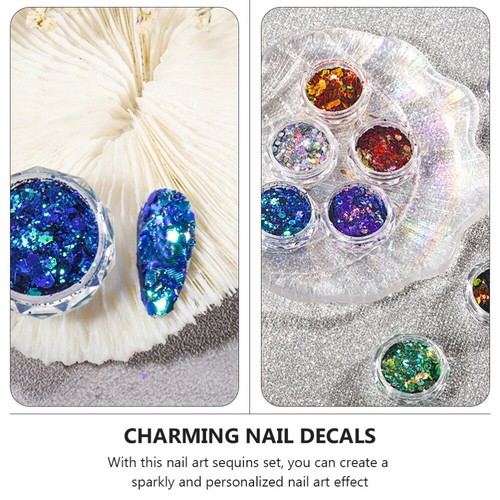 9Boxes Nail Art Flake Glitters Makeup Chunky Powder Nail Glitter Sequin - Picture 4 of 12
